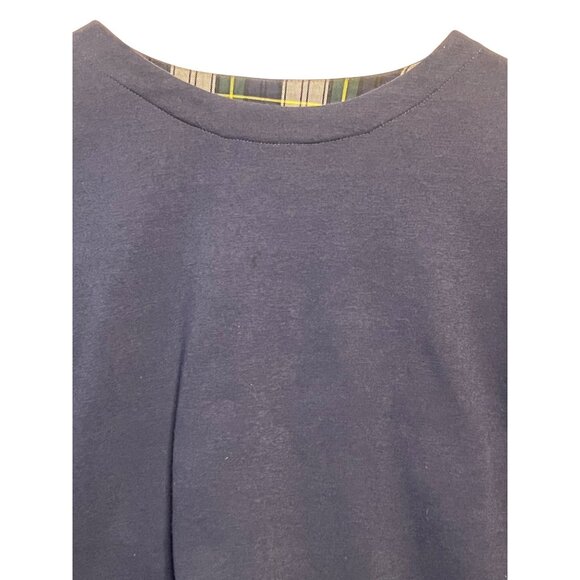 Izod Women's Navy Plaid Accent Sweater With Bow Detail Size M Cotton Blend Comfy - Picture 2 of 16